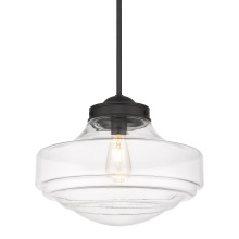 Golden Canada 0508-L BLK-CLR - Golden Lighting Ingalls 1-light 16in Pendant in Matte Black and Clear Glass